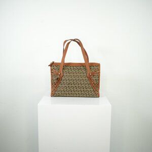 Fendi Zucchino Canvas Tote Bag Brown